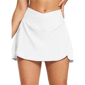 Women's Swim Skirt Bottoms High Waisted Pleated Skorts Boxer Liner